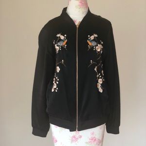 Zara cherry blossom embroidered jacket